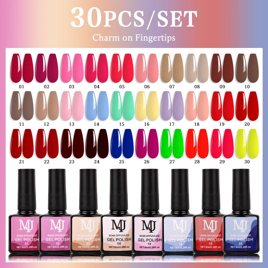 MJ 16Pcs Multi Color Hybrid Gel Nail Polish 8ml Mask Queen Nepal