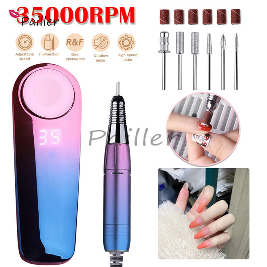 35000RPM Professional Nail Drill Machine, Rechargeable Electric Nail Filer Mask Queen Nepal