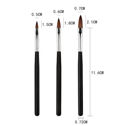 3 Pcs/set Acrylic Nail Brush Black UV Gel Carving Pen Brush Liquid Powder Nail Art 3D Drawing Pen Building Brush Nail Art Tool Mask Queen Nepal