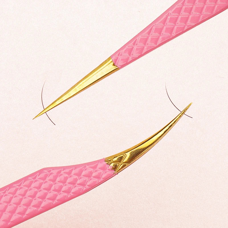 1pc Stainless Steel Eyelash Anti-Slip Texture Pink Tweezer Mask Queen Nepal
