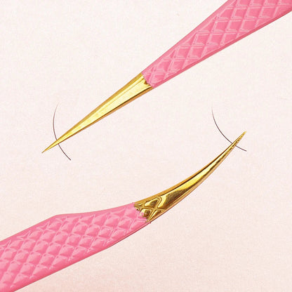 1pc Stainless Steel Eyelash Anti-Slip Texture Pink Tweezer Mask Queen Nepal