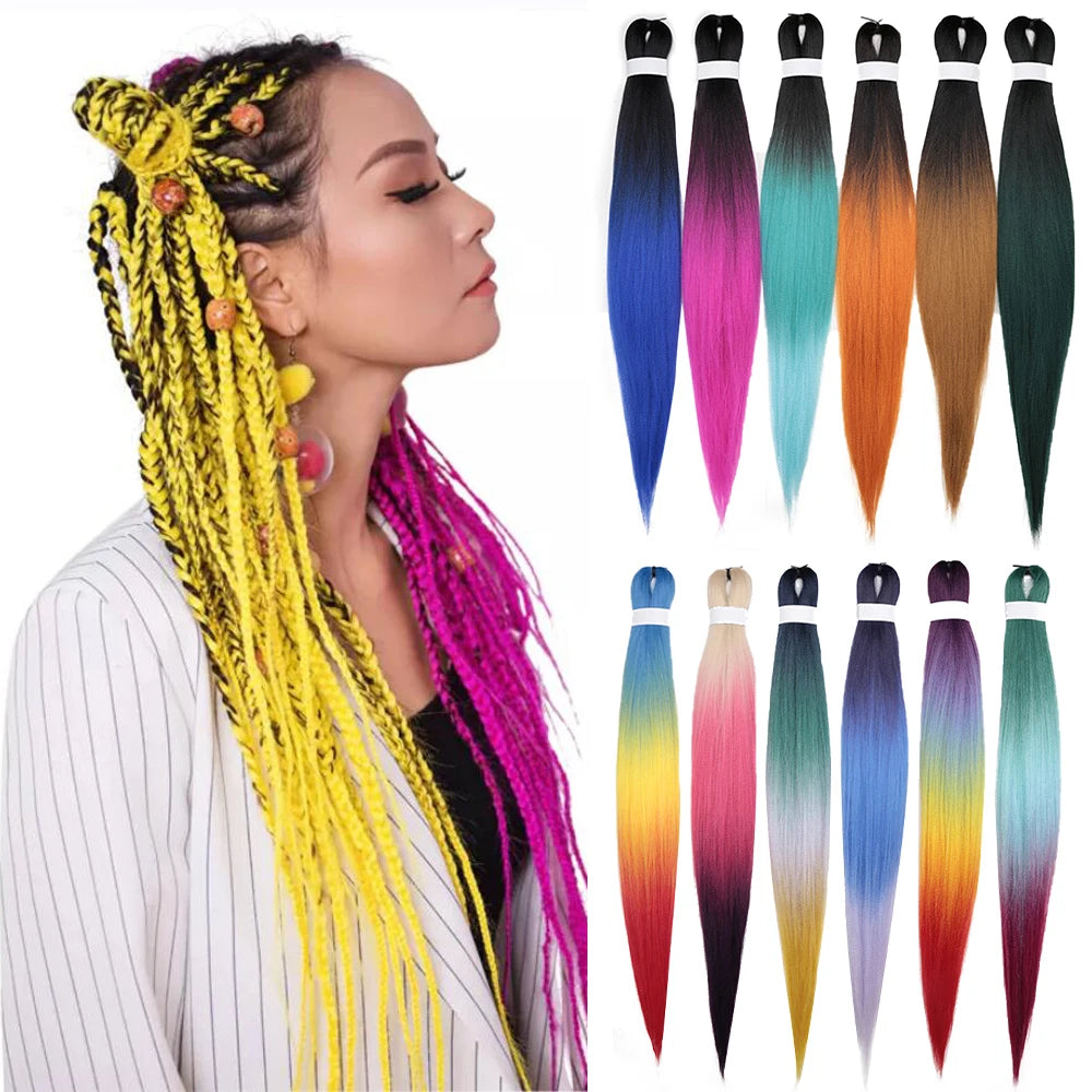 Pre Stretched Synthetic Braiding Hair Ombre Extensions Mask Queen Nepal