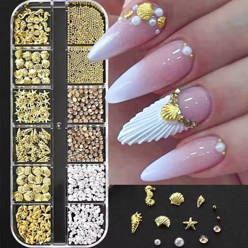 PH 12 Grid Nail Stone Box Nail Art Rhinestone Mask Queen Nepal