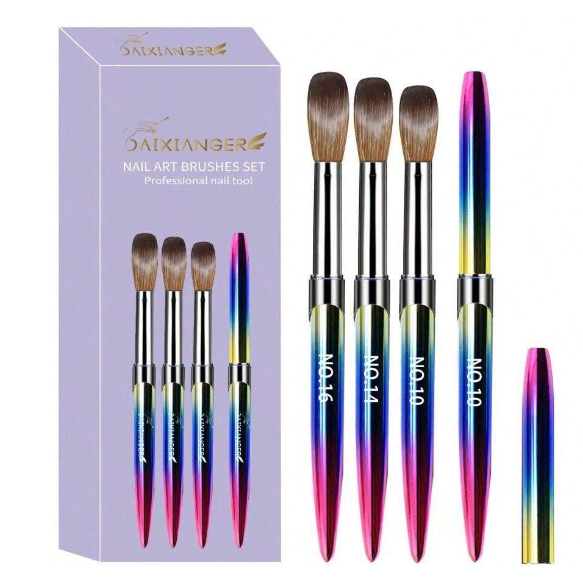 3-Piece Gradient Metal Rod Nail Art Brush Set Mask Queen Nepal