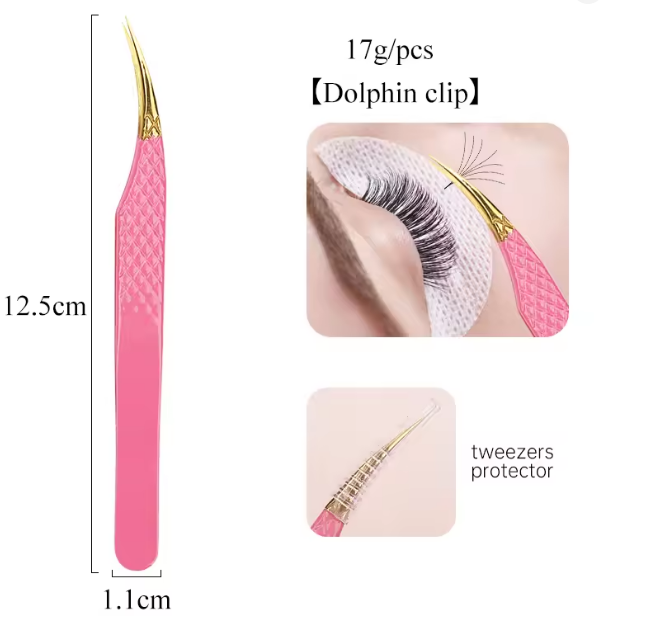 1pc Stainless Steel Eyelash Anti-Slip Texture Pink Tweezer Mask Queen Nepal