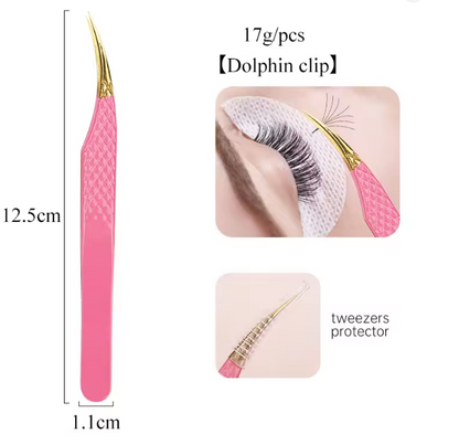 1pc Stainless Steel Eyelash Anti-Slip Texture Pink Tweezer Mask Queen Nepal