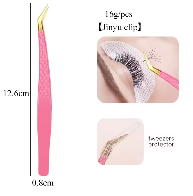 1pc Stainless Steel Eyelash Anti-Slip Texture Pink Tweezer Mask Queen Nepal