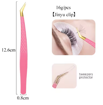 1pc Stainless Steel Eyelash Anti-Slip Texture Pink Tweezer Mask Queen Nepal