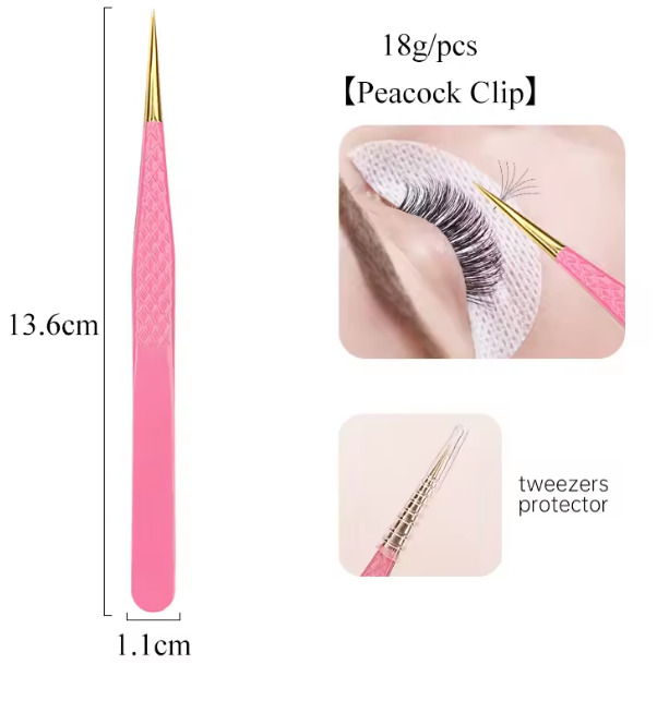1pc Stainless Steel Eyelash Anti-Slip Texture Pink Tweezer Mask Queen Nepal