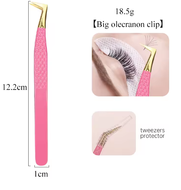 1pc Stainless Steel Eyelash Anti-Slip Texture Pink Tweezer Mask Queen Nepal