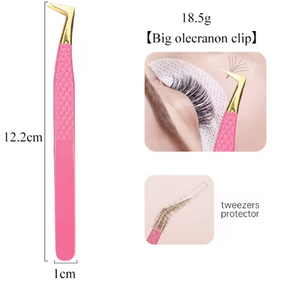 1pc Stainless Steel Eyelash Anti-Slip Texture Pink Tweezer Mask Queen Nepal
