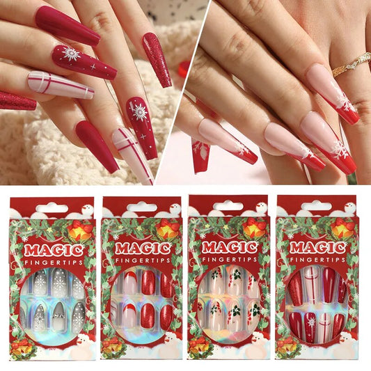 Magic Finger Tips Nail Art Christmas False Nail Nail Decor Full Cover Snowflake Mask Queen Nepal