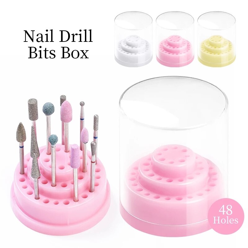 Pink White Nail Art Drill Storage Box Grinding Mask Queen Nepal