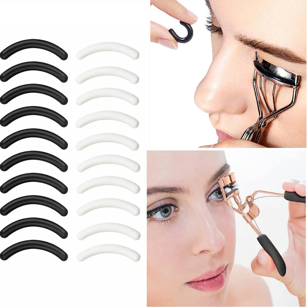 10pcs Replacement Black Makeup Tool Y Eyelash Curler Refill Silicone Pads - Mask Queen Nepal