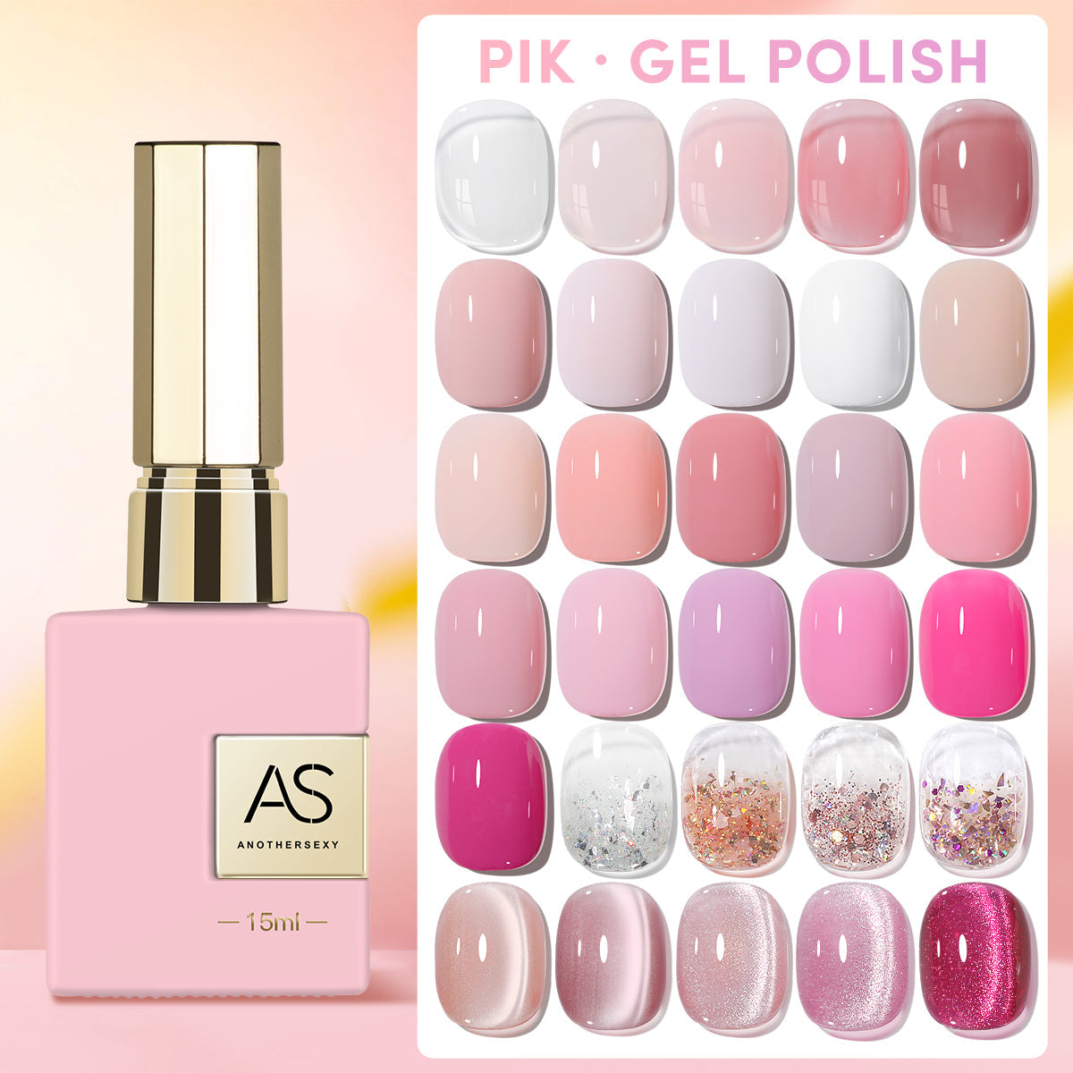 AS Gel Polish Peach Blossom Pink PIK Series 15ml Mask Queen Nepal
