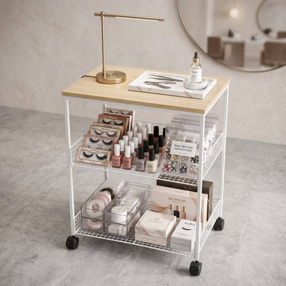 Multi-layer Wooden Table Top Storage Trolley Mask Queen Nepal