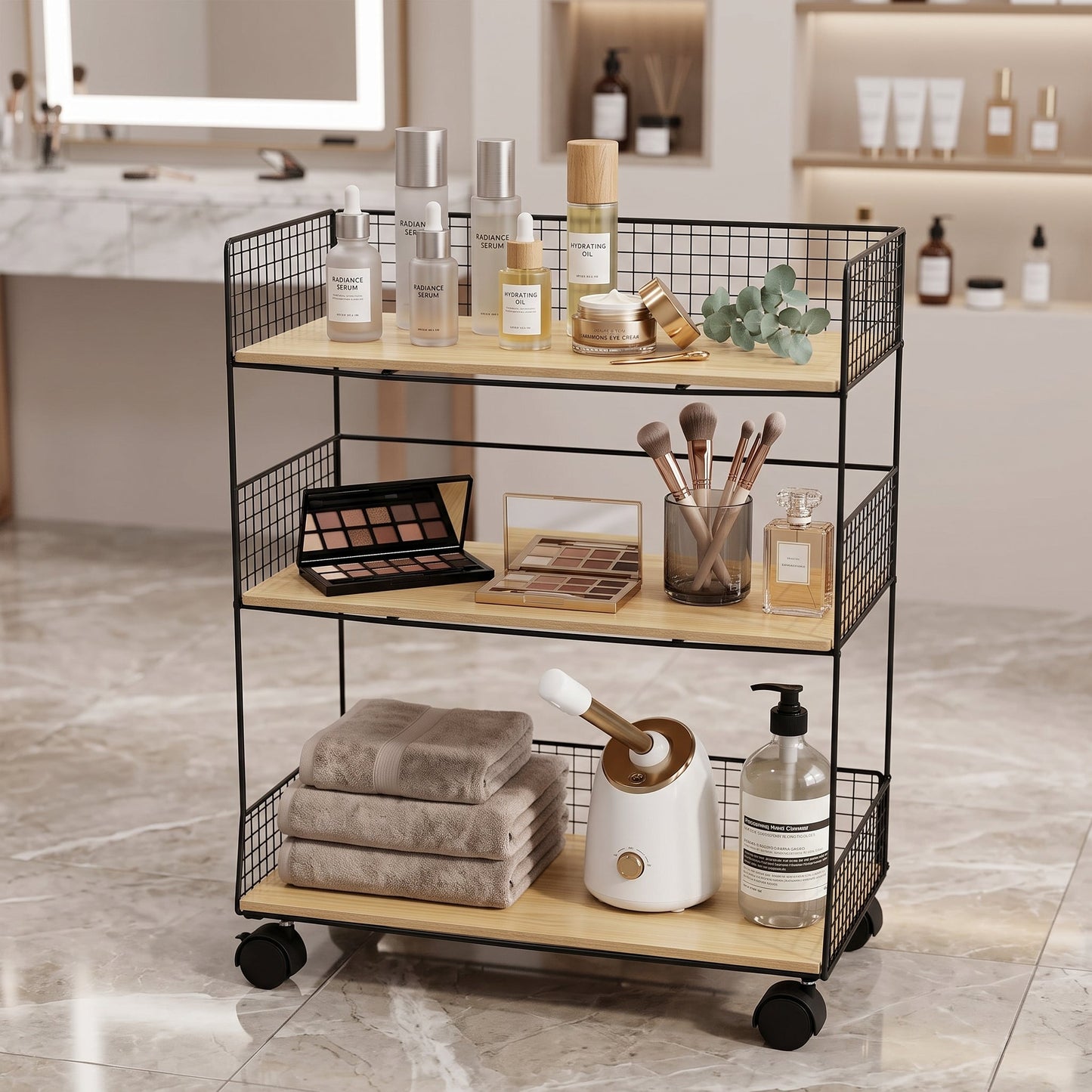 3-Tier Mobile Rolling Storage Trolley Mask Queen Nepal