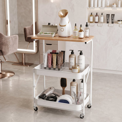 Utility Cart With Wooden Table Top Storage Trolley Mask Queen Nepal