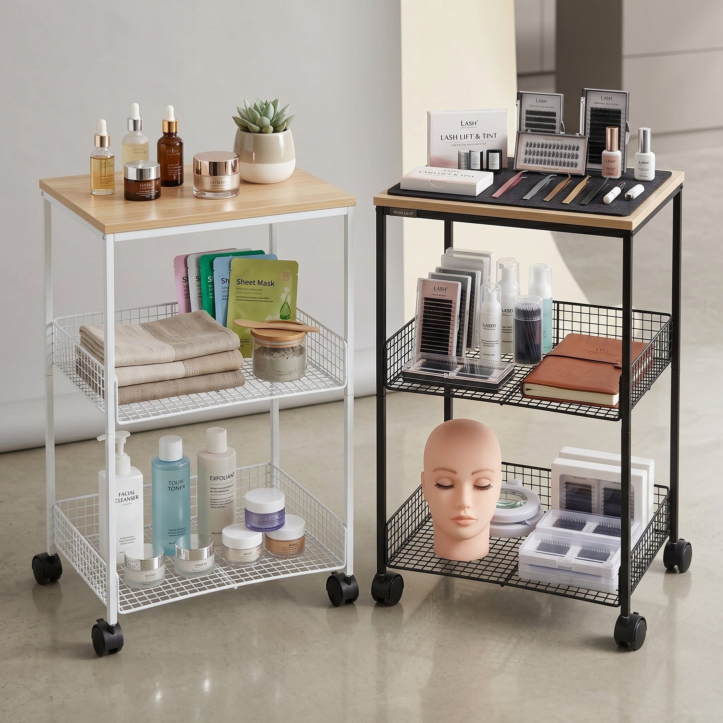 Multi-layer Wooden Table Top Storage Trolley Mask Queen Nepal