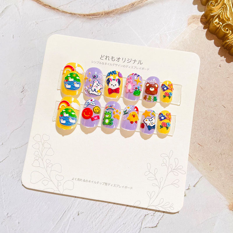 12Pcs Kids Press on Nails Mask Queen Nepal