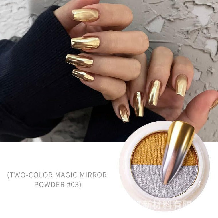 2 Color Magic Mirror Metallic Chrome Nail Powder Mask Queen Nepal