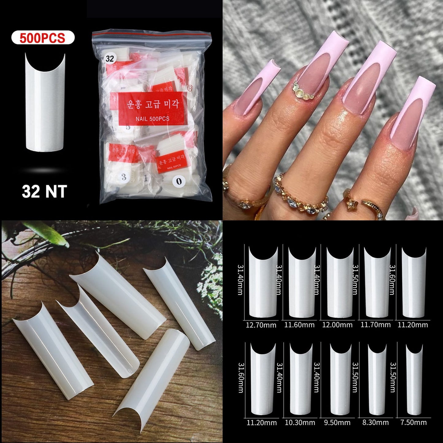 Full Cover Fake Nail Tips Packet False Nails In 10 Different Sizes