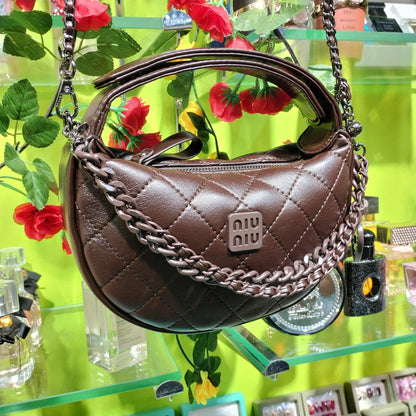 Miu Miu Fleming Soft Mini Crescent Women's Brown Clutch Bag Easy Beauty Nepal