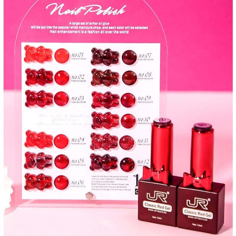 JR 12Pcs Classic Red Gel Nail Polish Set 12ml Mask Queen Nepal