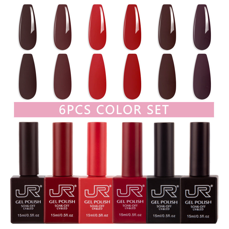 JR 6Pcs Morandi Series Gel Nail Polish 15ml Mask Queen Nepal