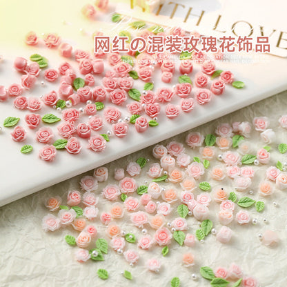 3D Mixed Rose Flower & Pearl Resin Nail Art Rhinestone Mask Queen Nepal