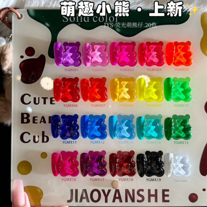 Gel Lab Fluorescent Cute Bear 20 Color Nail Gel Polish Set 15ml Mask Queen Nepal