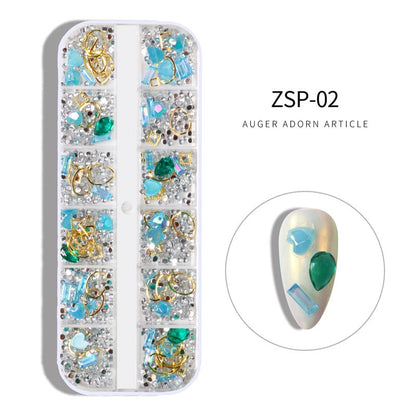ZSP 12 Grid Nail Art Rhinestone Stone Box Mask Queen Nepal