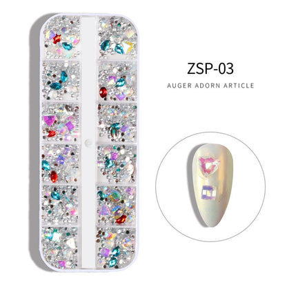 ZSP 12 Grid Nail Art Rhinestone Stone Box Mask Queen Nepal