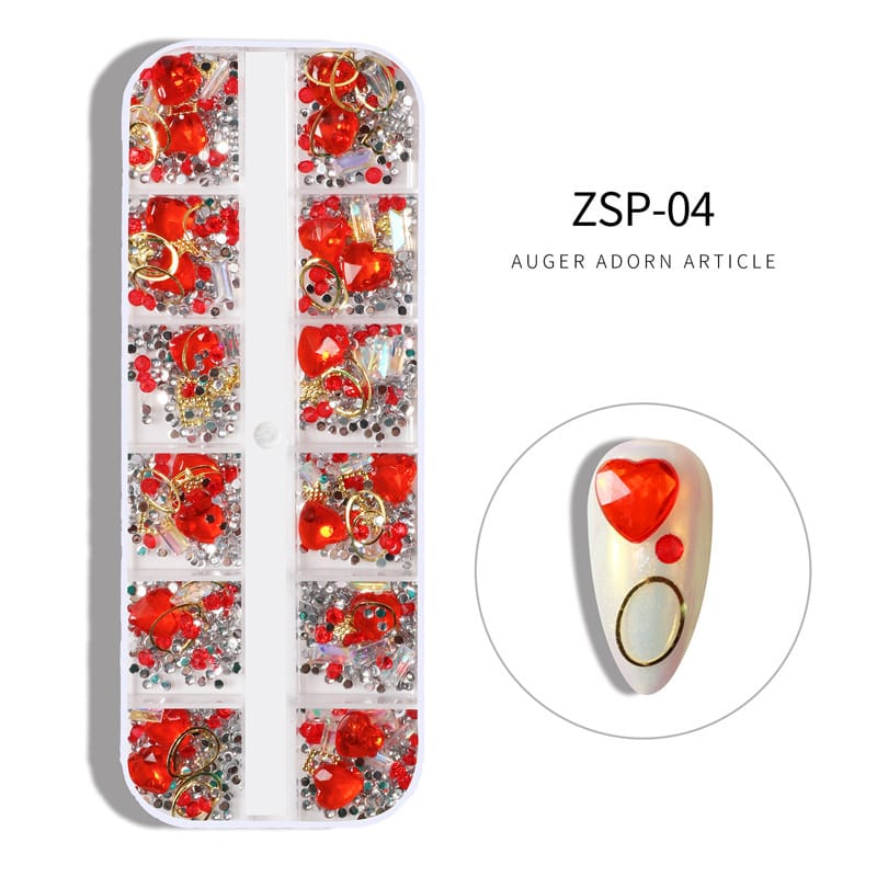 ZSP 12 Grid Nail Art Rhinestone Stone Box Mask Queen Nepal