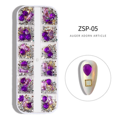 ZSP 12 Grid Nail Art Rhinestone Stone Box Mask Queen Nepal