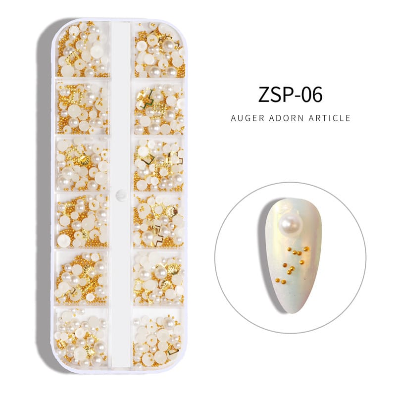 ZSP 12 Grid Nail Art Rhinestone Stone Box Mask Queen Nepal