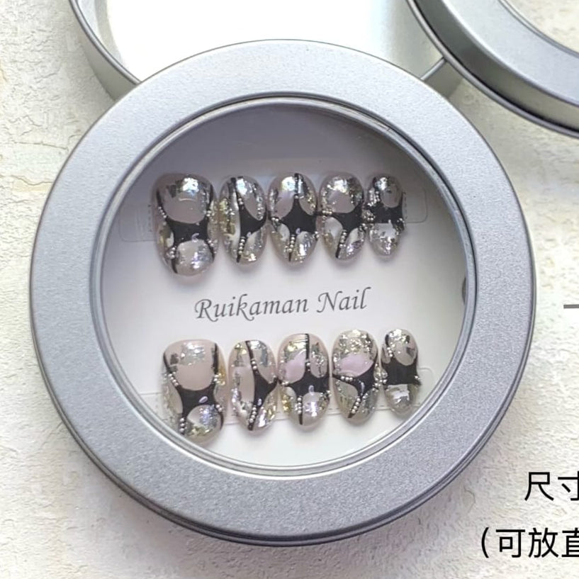 Round Shape Press On Nails Box with Label Card Mask Queen Nepal