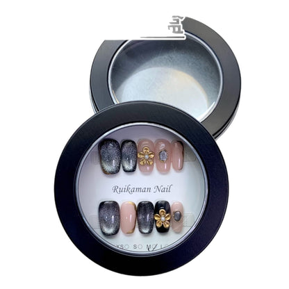 Round Shape Press On Nails Box with Label Card Mask Queen Nepal