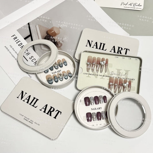 Round Shape Press On Nails Box with Label Card Mask Queen Nepal