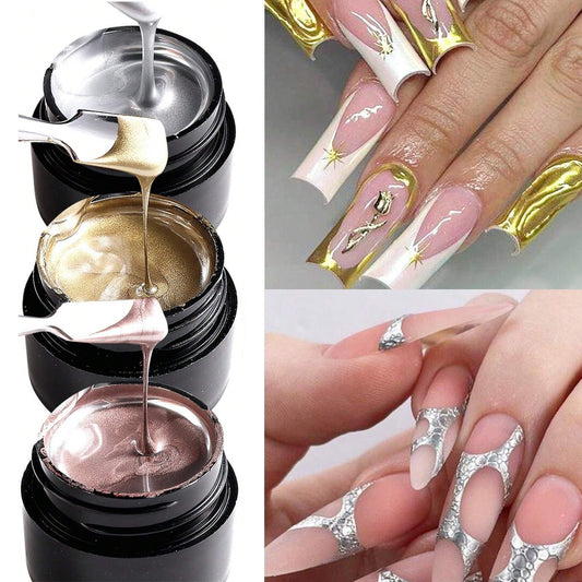 3D Metal Paint Nail Gel Silver & Golden Mask Queen Nepal