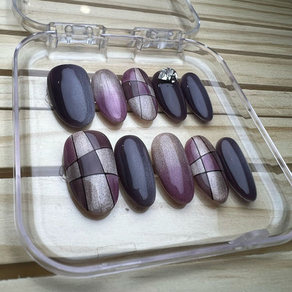 Press On Nails Round Oval Shape H0341-D Easy Beauty Nepal