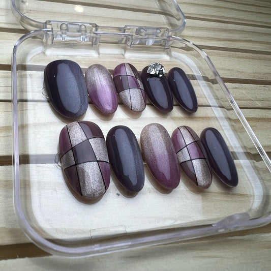 Press On Nails Round Oval Shape H0341-D Easy Beauty Nepal