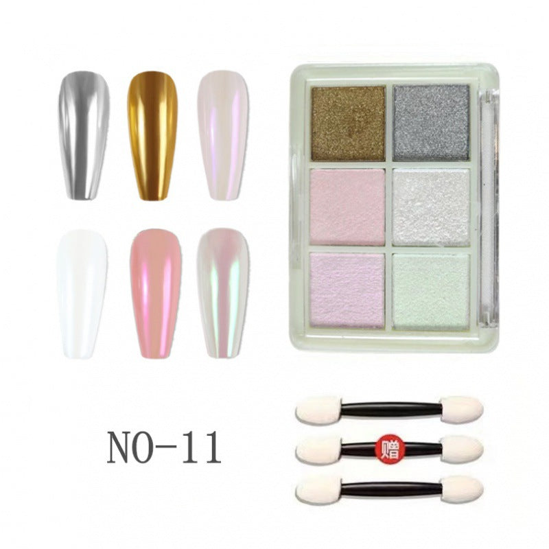 Nail Ornament 6 - Colors White Pearl Chrome Nail Powder Set Mask Queen Nepal