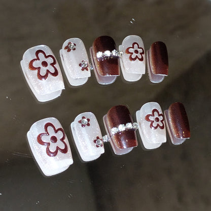 Y010 Press On Nails Square Coffin Shape Easy Beauty Nepal