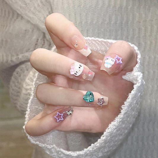 Y014 Press On Nails Long Coffin Shape Easy Beauty Nepal