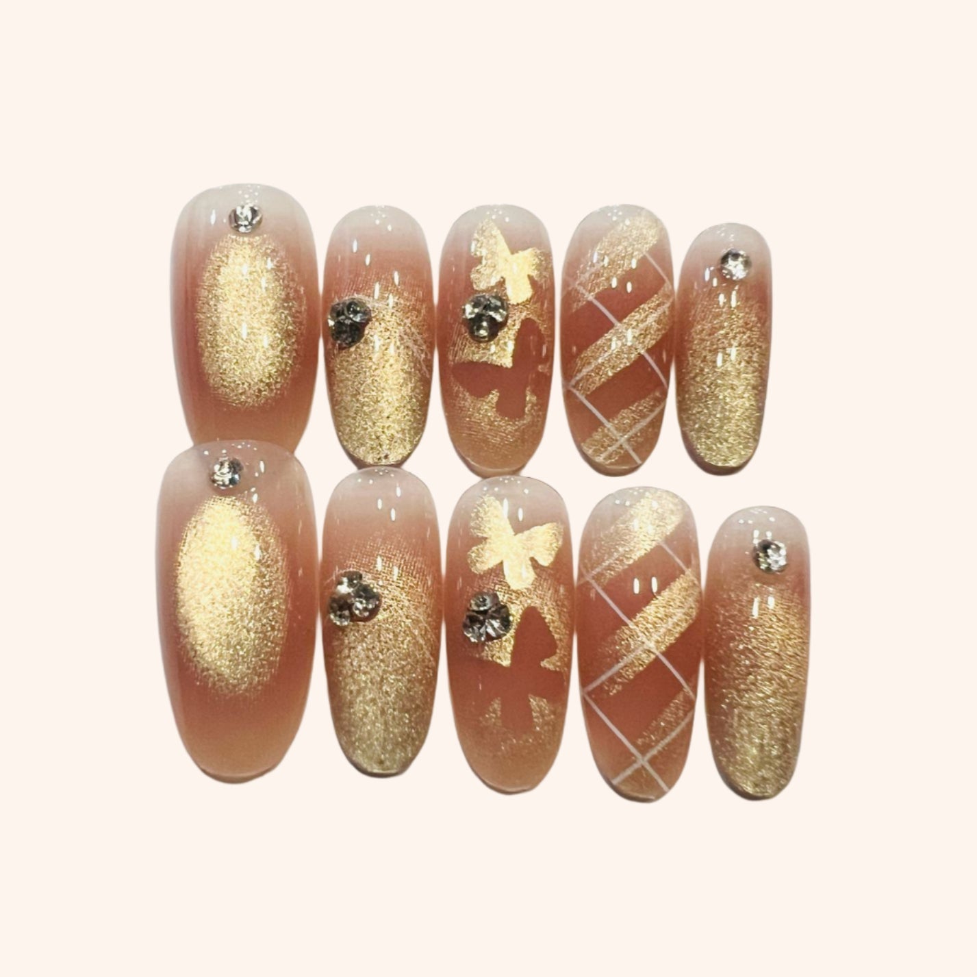 Y017 Press On Nails Round Oval Shape Easy Beauty Nepal