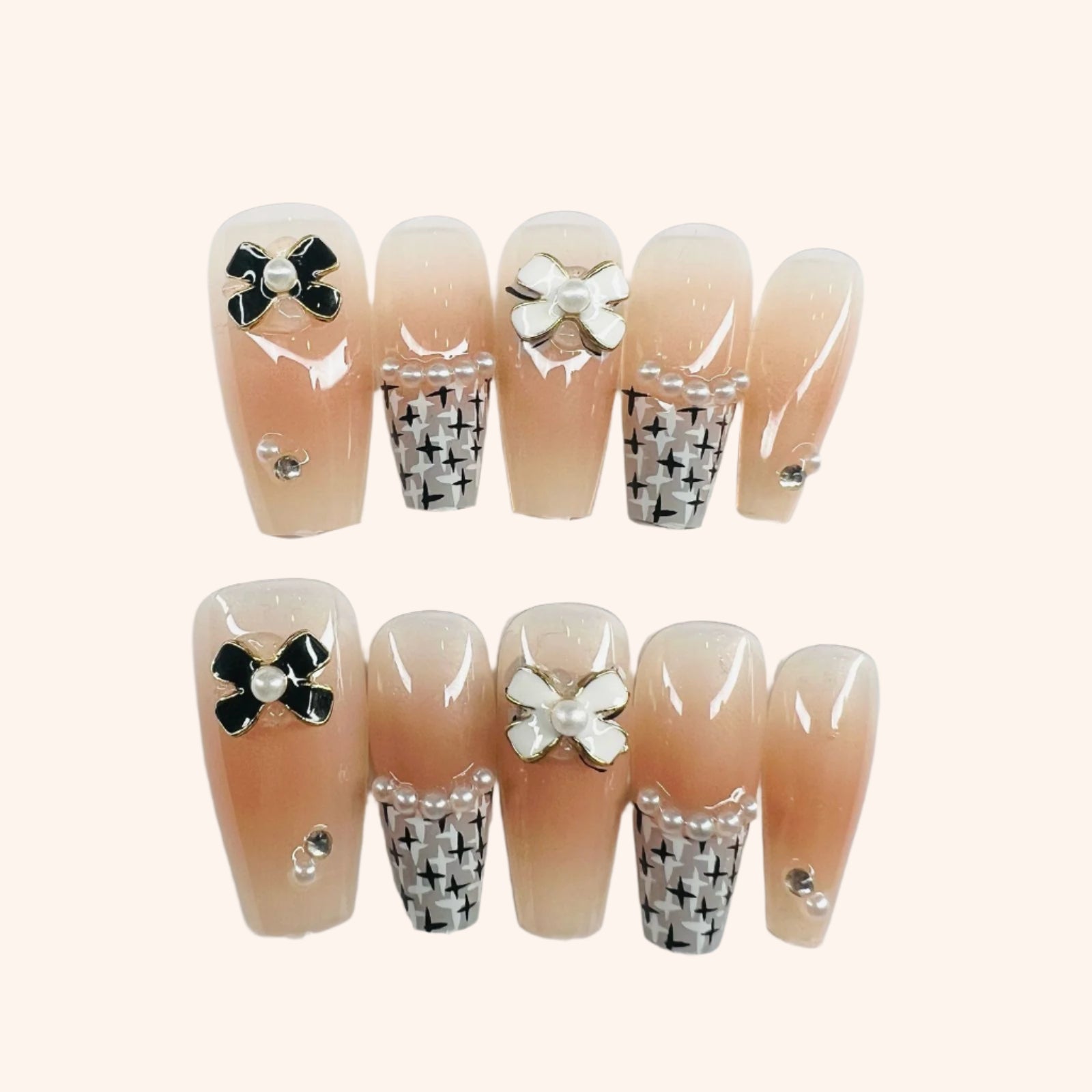Y012 Press On Nails Long Coffin Shape Easy Beauty Nepal