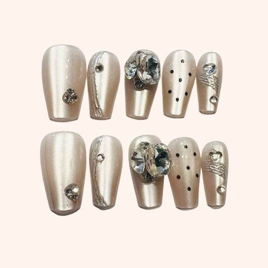 Y026 Press On Nails Short Coffin Shape Easy Beauty Nepal