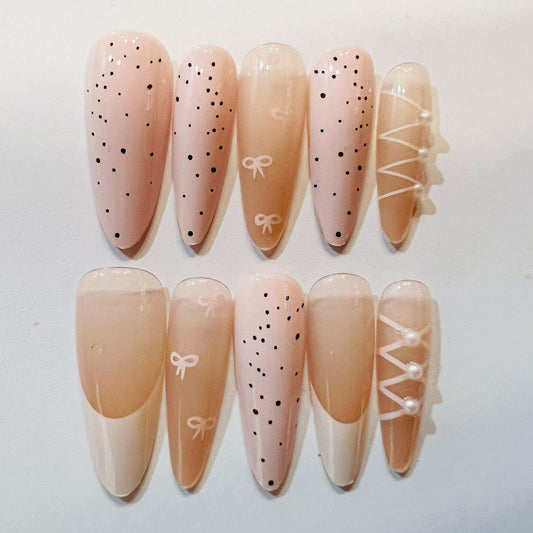 Y030 Press On Nails Stiletto Almond Shape Easy Beauty Nepal