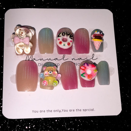 Z002 Press On Nails Square Coffin Shape Easy Beauty Nepal